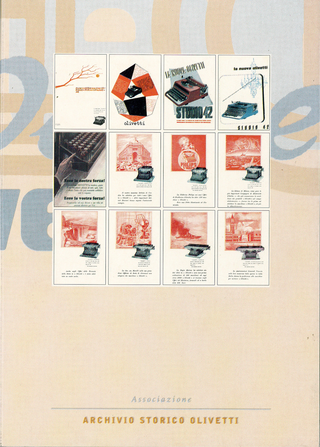 Advertisements for the Olivetti M20 and Studio 42 typewriters – postcard set