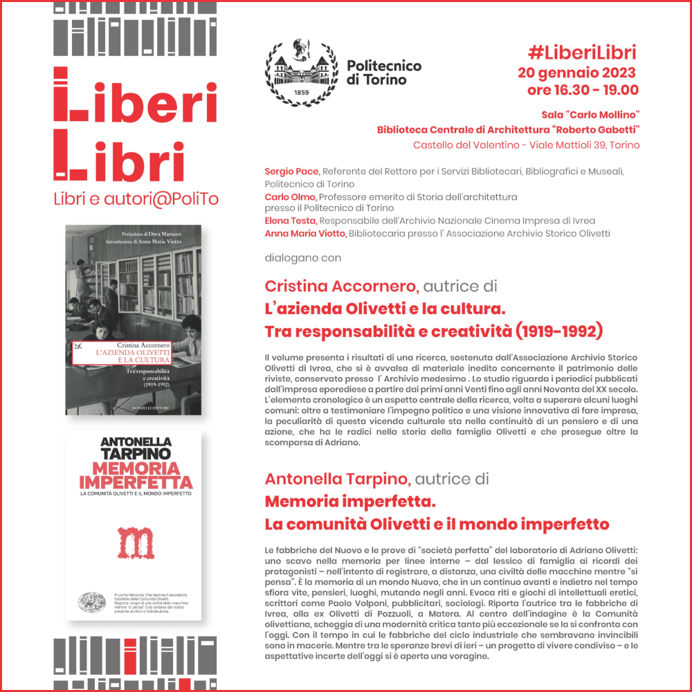 Il volume “L’azienda Olivetti e la cultura” presentato nell’ambito di Liberi Libri